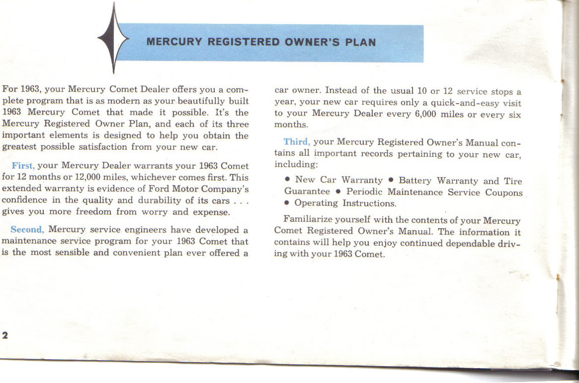 1963 Mercury Comet Owners Manual Page 48